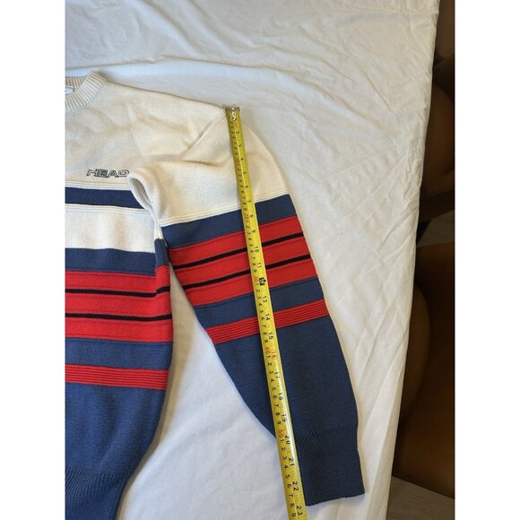 Head Sport Men’s 100% Wool Sweater Crew Neck Striped Red Blue M - Picture 5 of 7